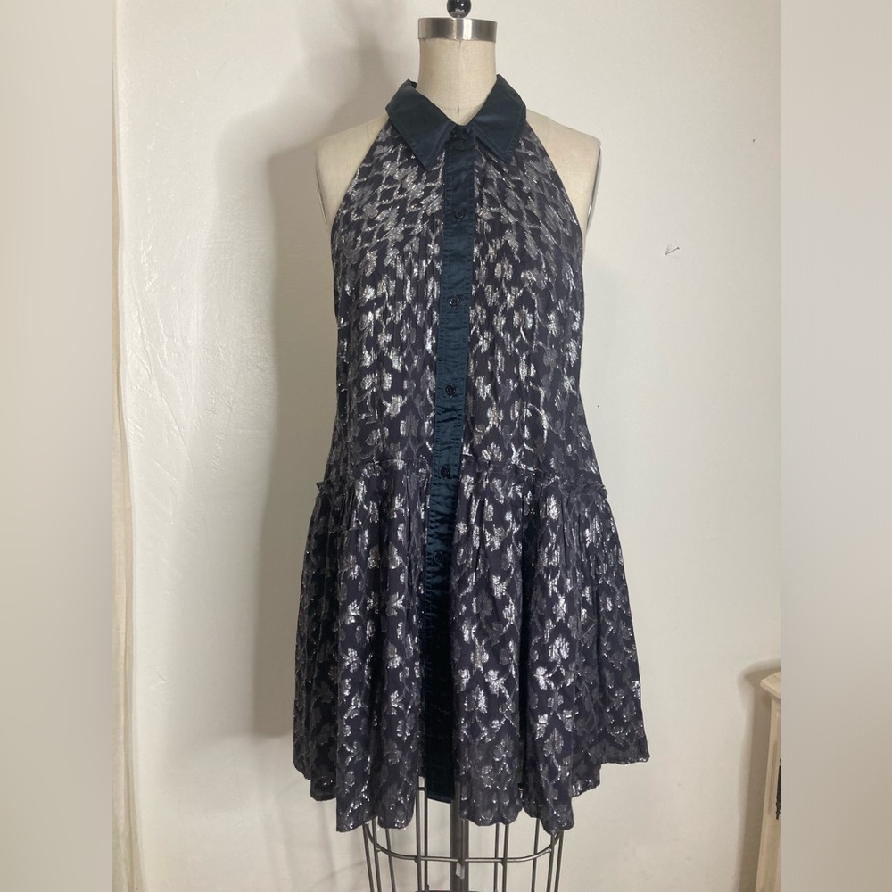 Free people New Romantics metallic halter dress 💜